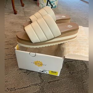9.5 Yellow box wedge Sandals